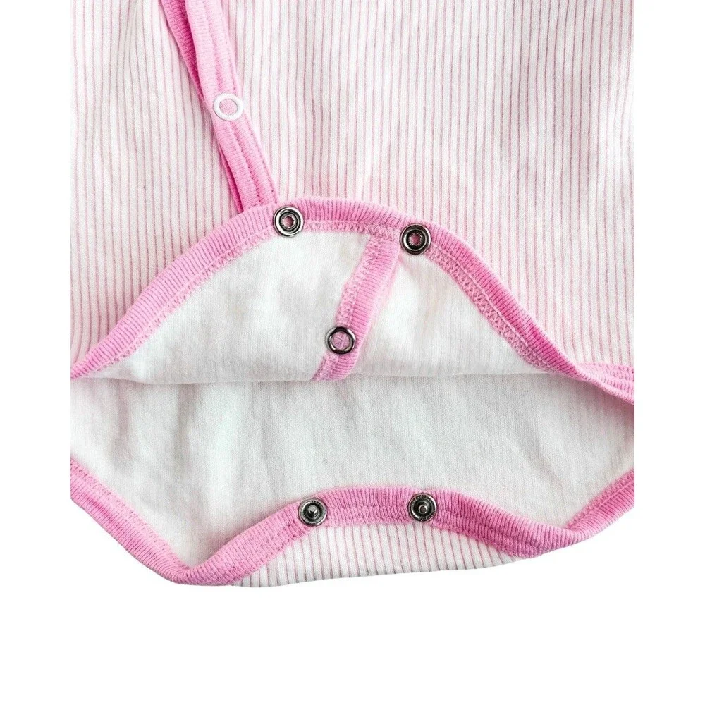 Vintage Gymboree Pink Stripe Ribbed Side Snap Bodysuit One Piece 80s 90s Size M